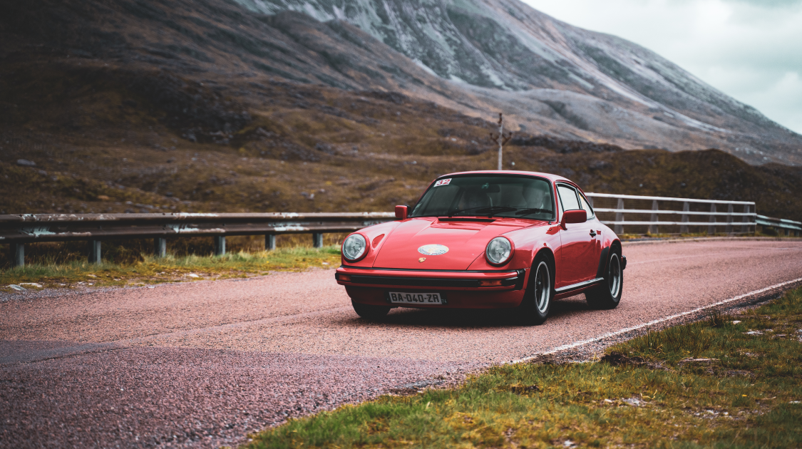 Car driving along the North Coast 500