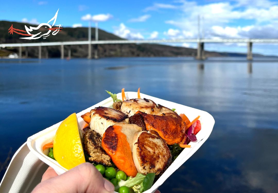 Seafood dish served at The Redshank overlooking the Kessock Bridge in Inverness