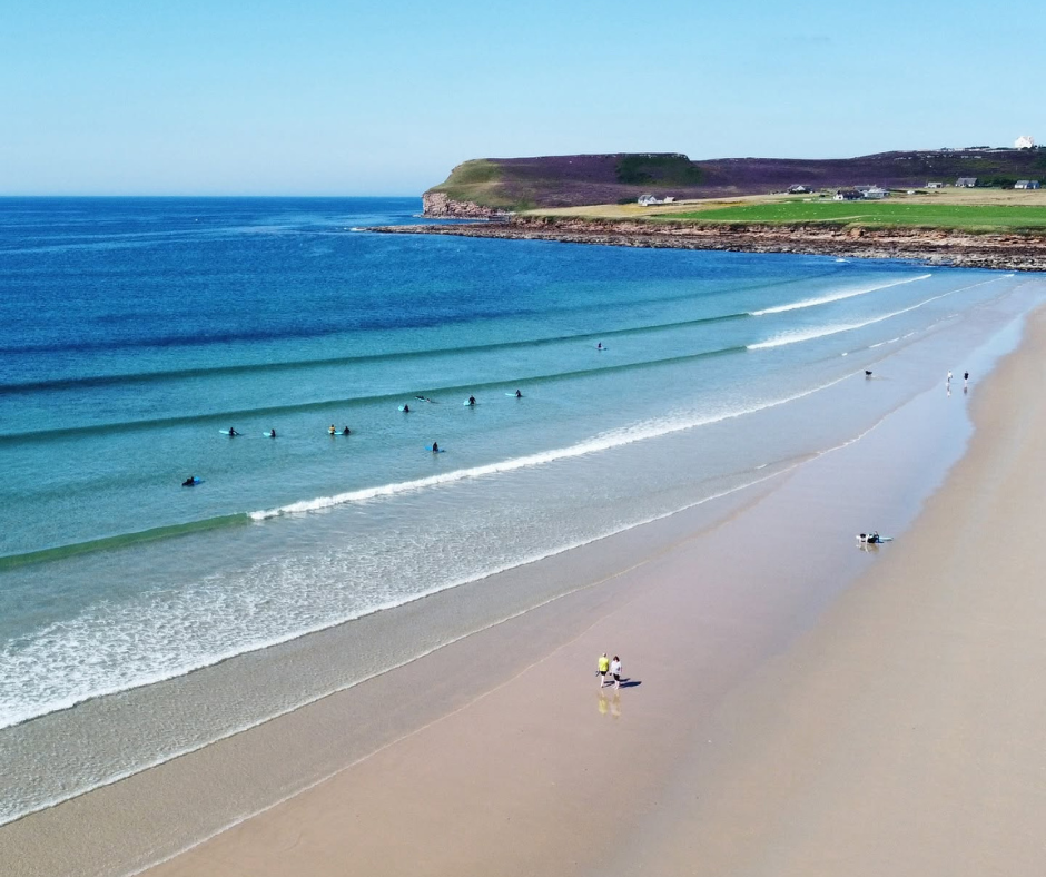 Dunnet Bay with a long sandy beach and coastal views